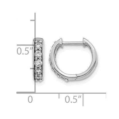 10K White Gold Diamond Hinged Hoop Earrings