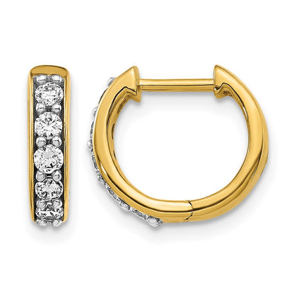 10K Yellow Gold Diamond Hinged Hoop Earrings