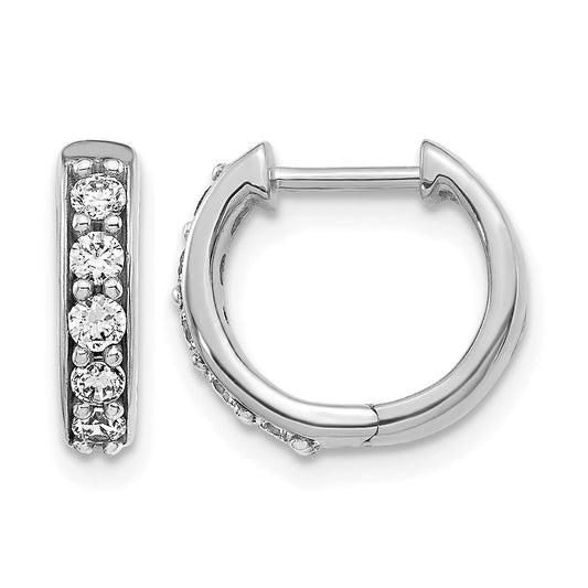 14k White Gold 1/3 Ct. Lab Grown Diamond VS/SI+ G+ Hinged Hoop Earrings