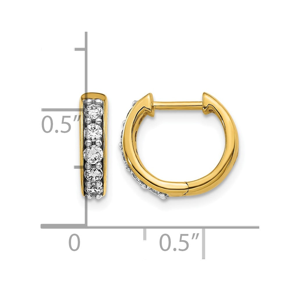 14k Yellow Gold 1/3 Ct. Lab Grown Diamond VS/SI+ G+ Hinged Hoop Earrings