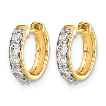 10K Yellow Gold Diamond Hinged Hoop Earrings