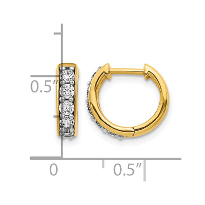 10K Yellow Gold Diamond Hinged Hoop Earrings