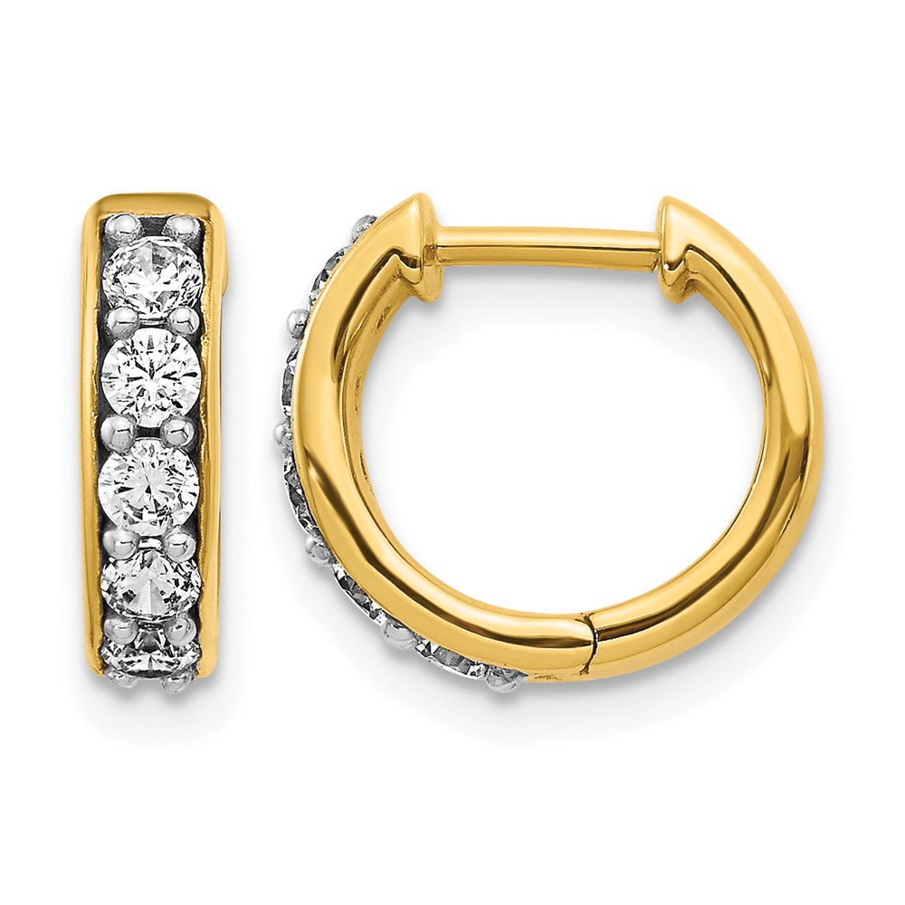 10K Yellow Gold Diamond Hinged Hoop Earrings