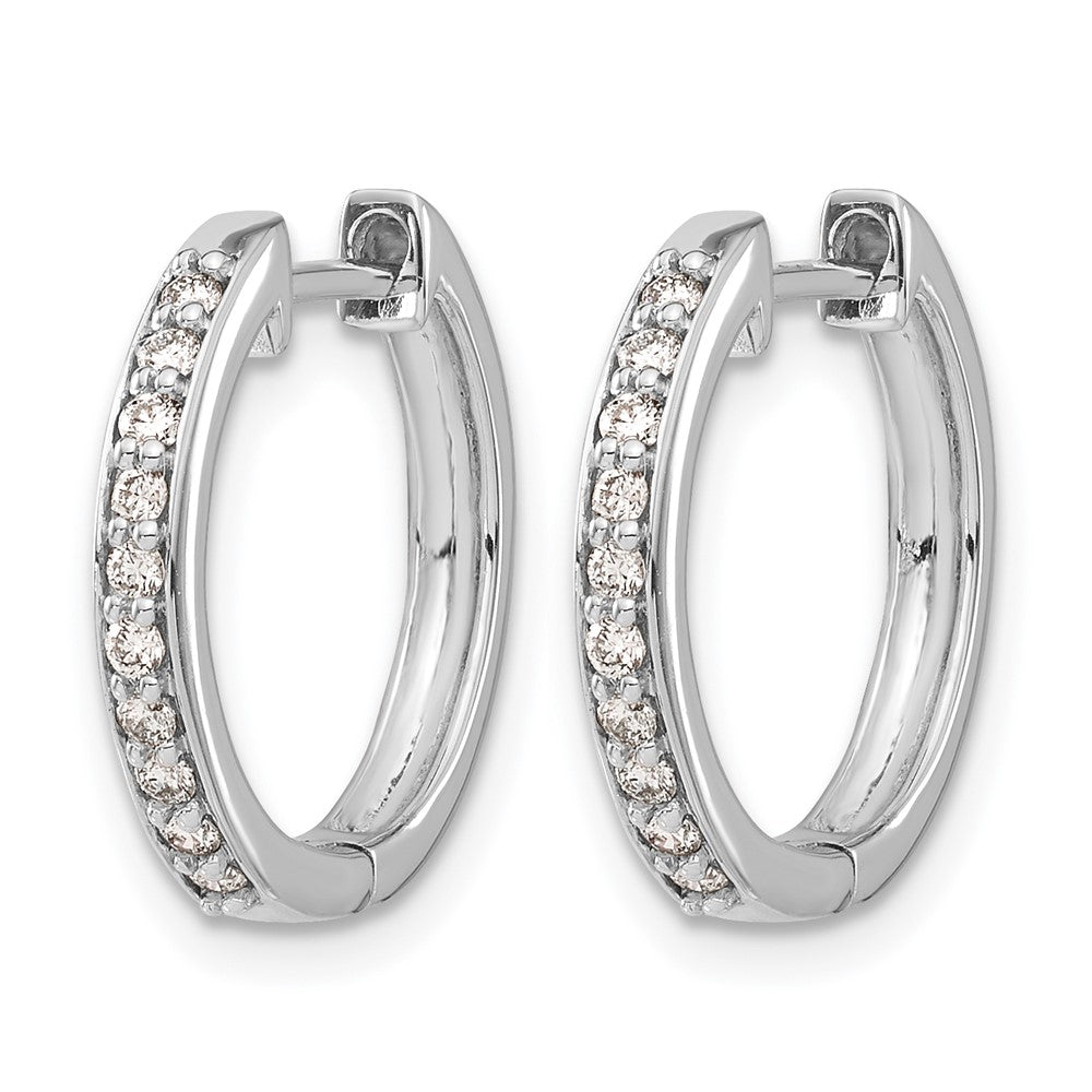 10K White Gold Diamond Hinged Hoop Earrings