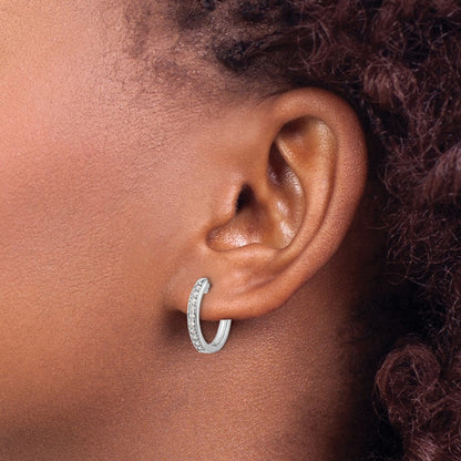 10K White Gold Diamond Hinged Hoop Earrings