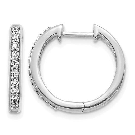 10K White Gold Diamond Hinged Hoop Earrings