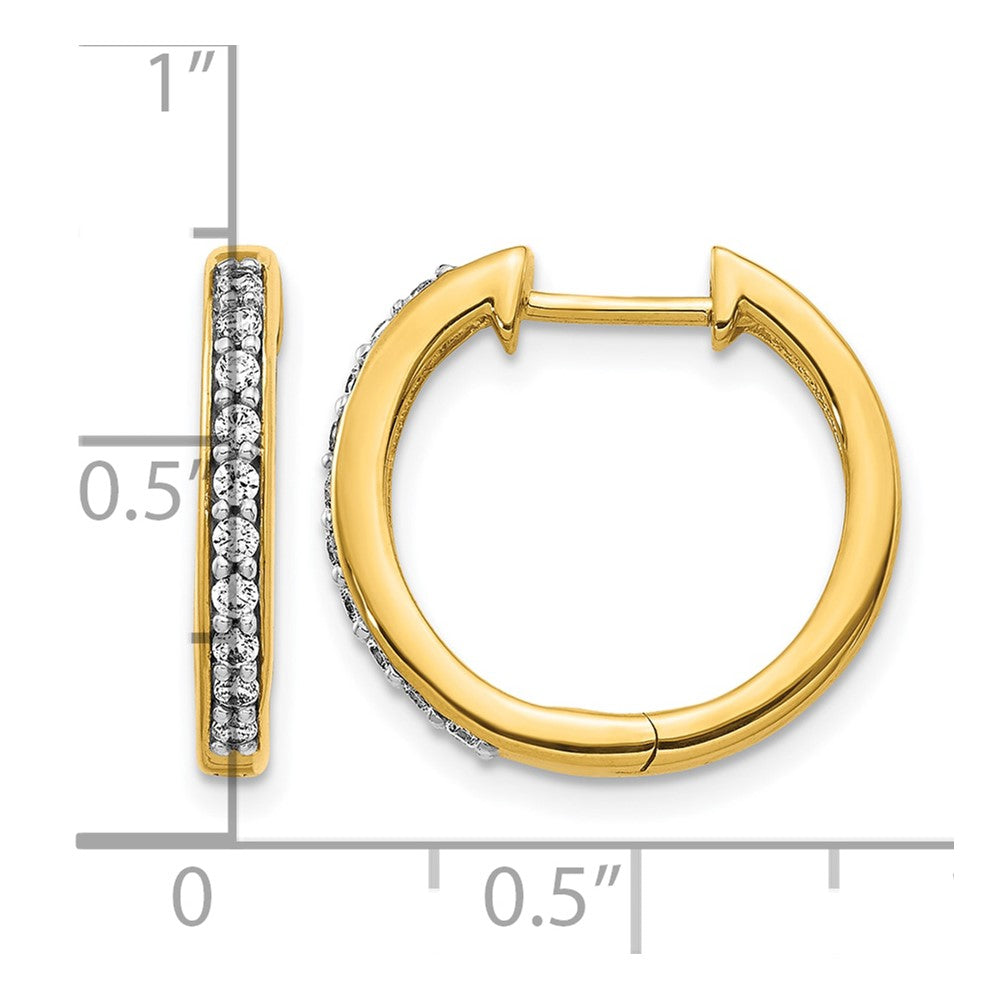10K Yellow Gold Diamond Hinged Hoop Earrings