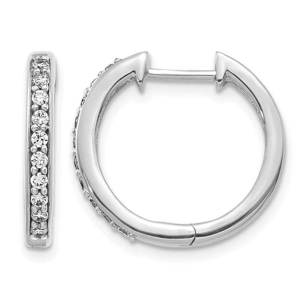 14k White Gold 1/4 Ct. Lab Grown Diamond VS/SI+ G+ Hinged Hoop Earrings
