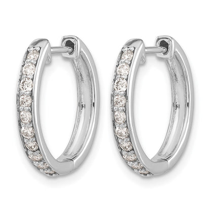 10K White Gold Diamond Hinged Hoop Earrings