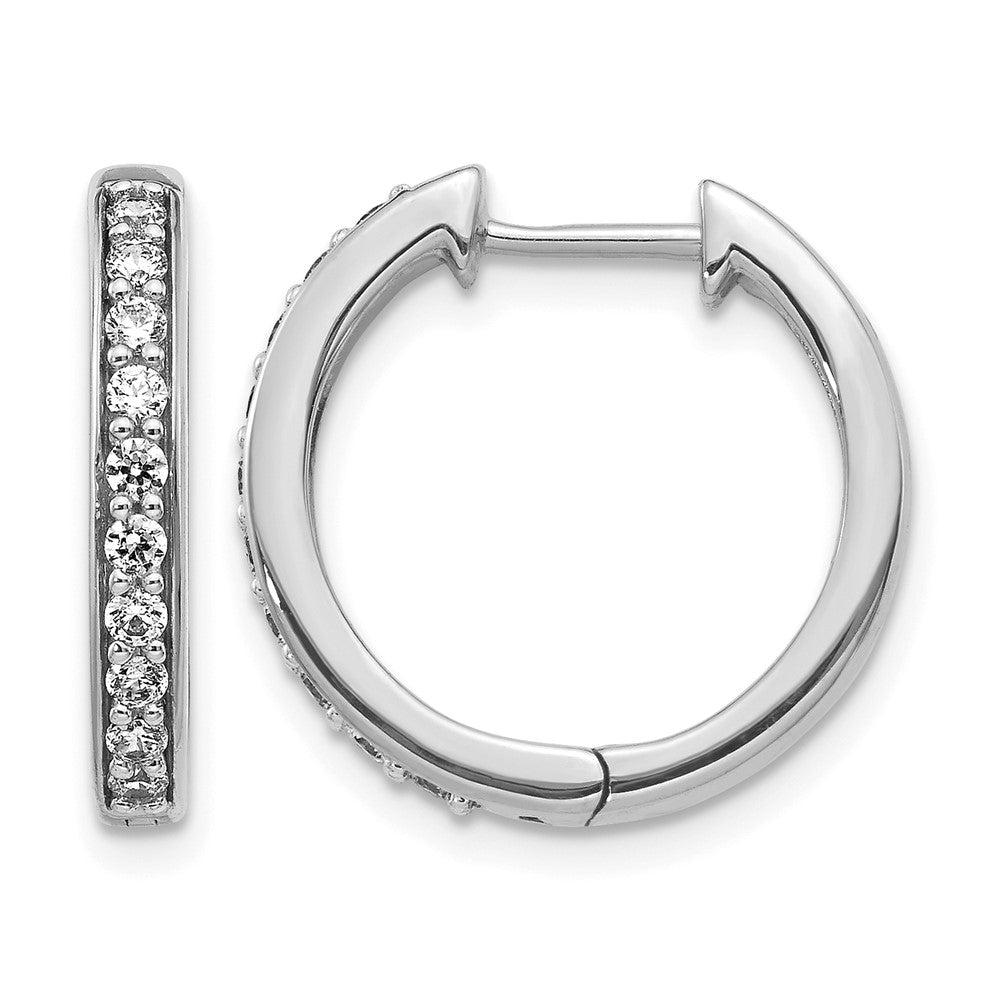 10K White Gold Diamond Hinged Hoop Earrings