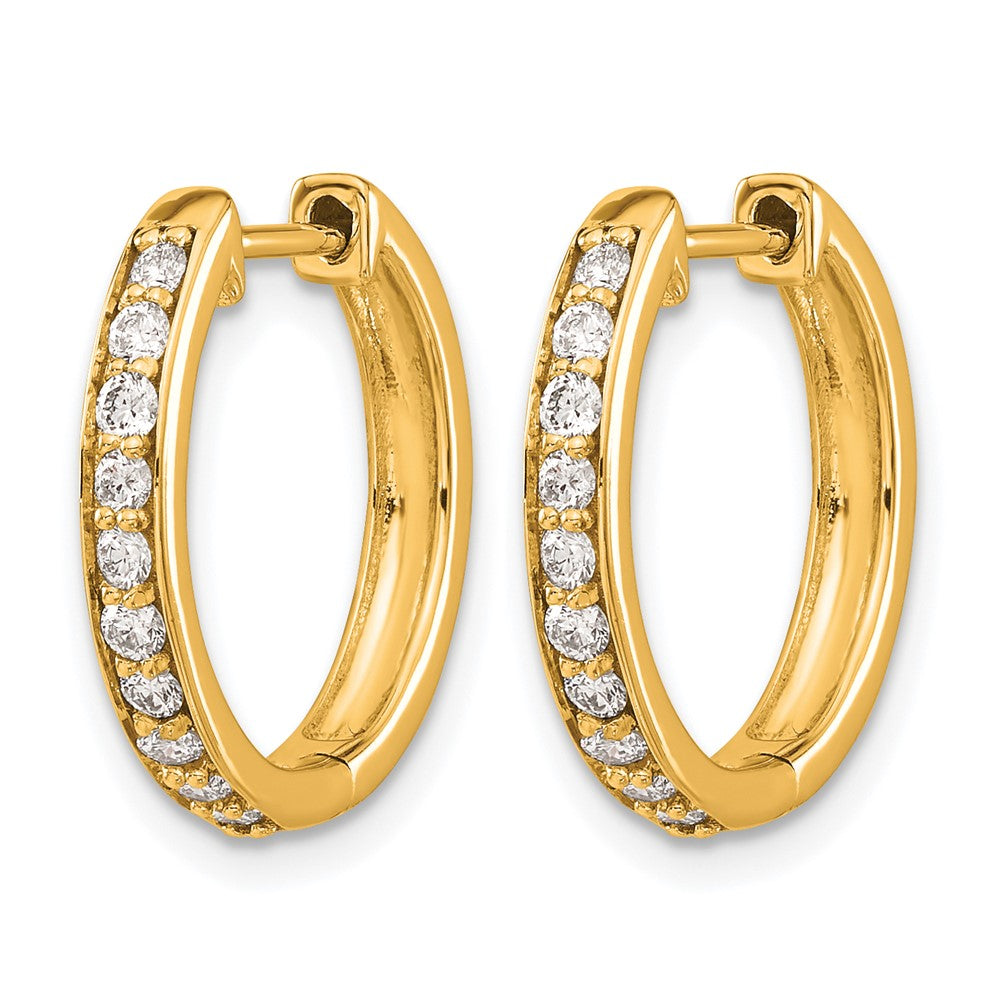 10K Yellow Gold Diamond Hinged Hoop Earrings