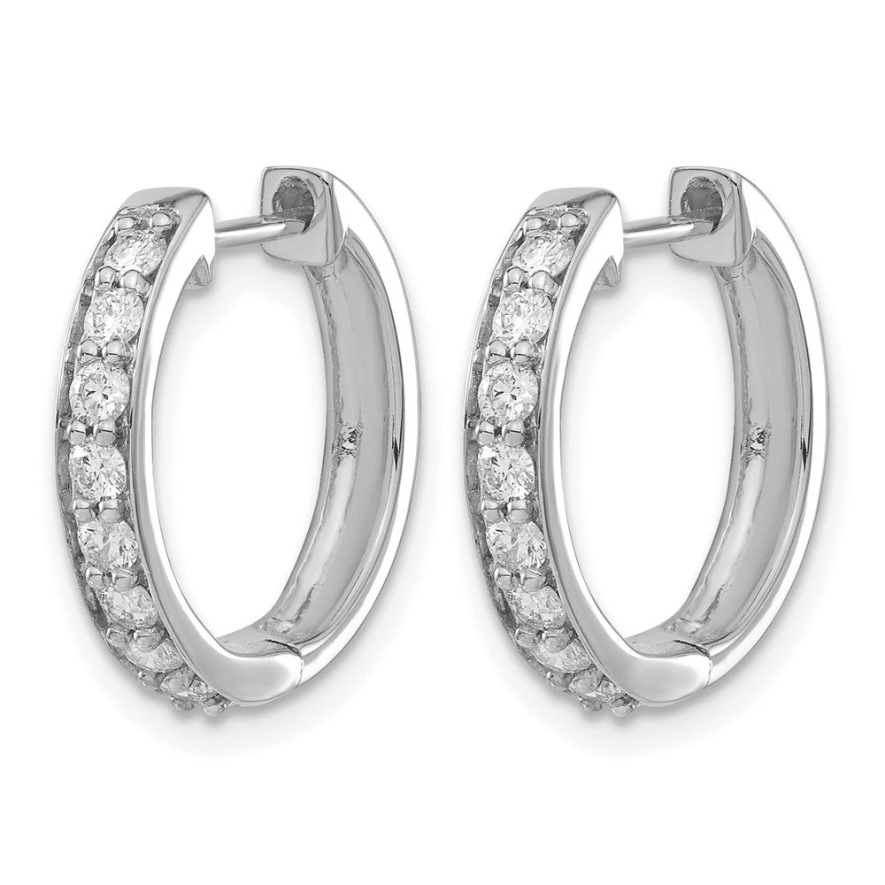 10K White Gold Diamond Hinged Hoop Earrings