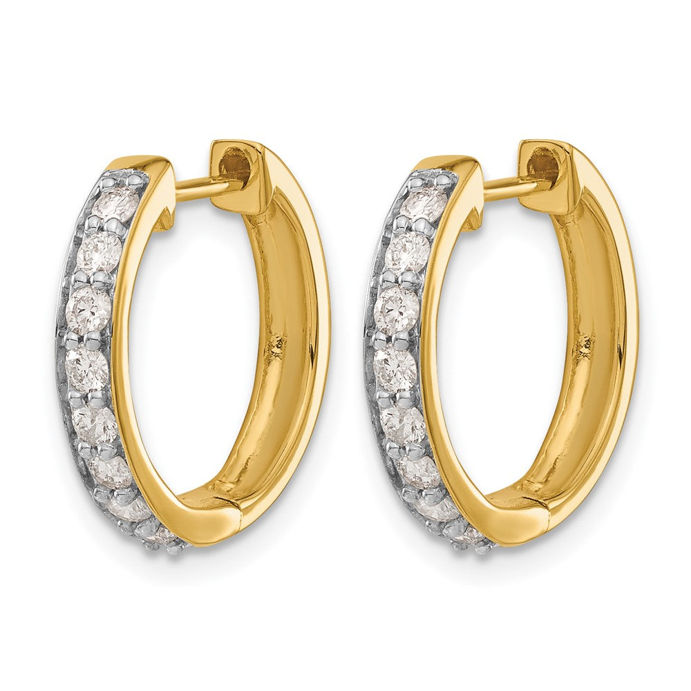 10K Yellow Gold Diamond Hinged Hoop Earrings