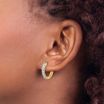 10K Yellow Gold Diamond Hinged Hoop Earrings