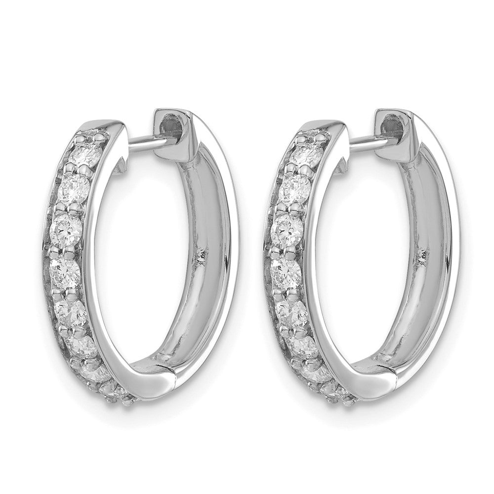 14k White Gold 1/2 Ct. Lab Grown Diamond VS/SI+ G+ Hinged Hoop Earrings