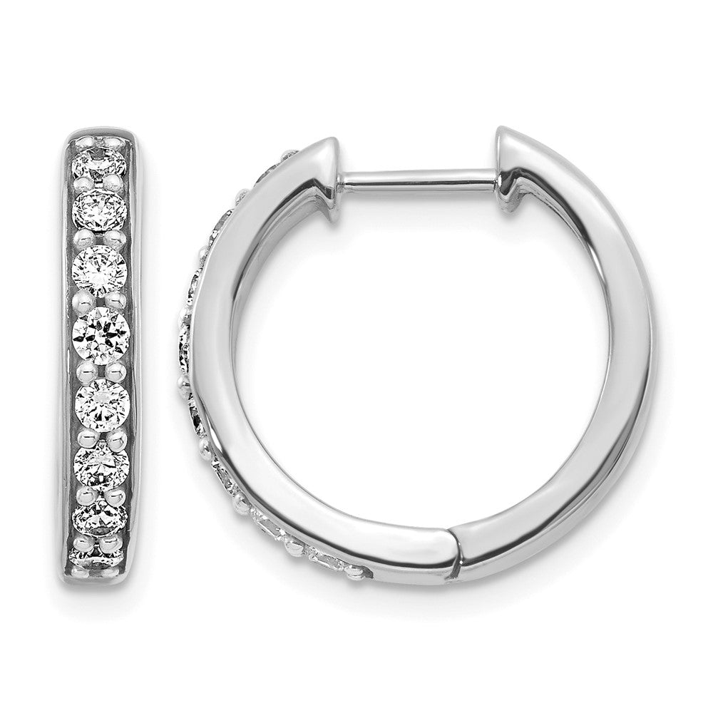 14k White Gold 1/2 Ct. Lab Grown Diamond VS/SI+ G+ Hinged Hoop Earrings
