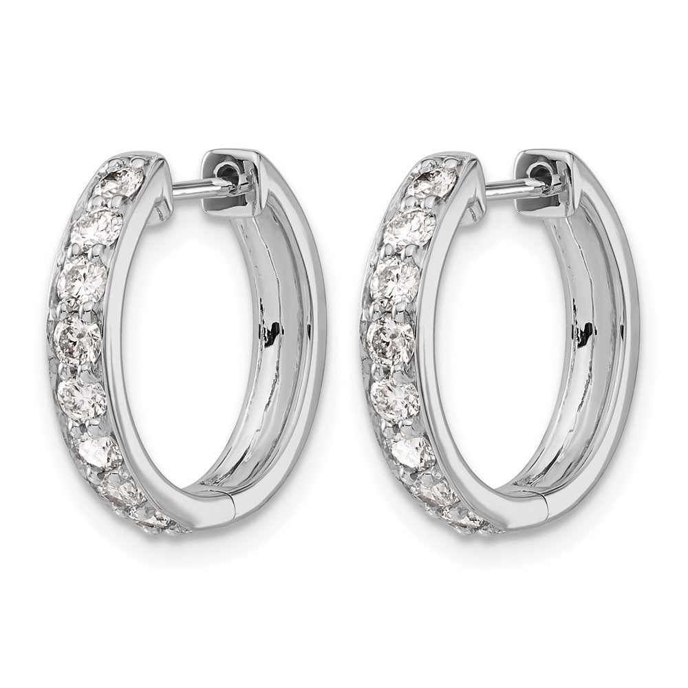10K White Gold Diamond Hinged Hoop Earrings