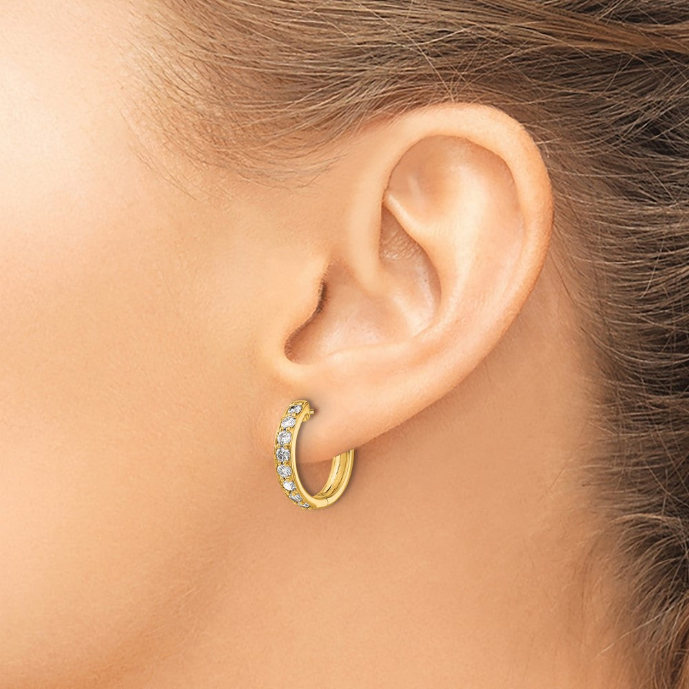10K Yellow Gold Diamond Hinged Hoop Earrings
