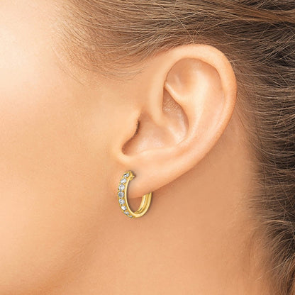 10K Yellow Gold Diamond Hinged Hoop Earrings