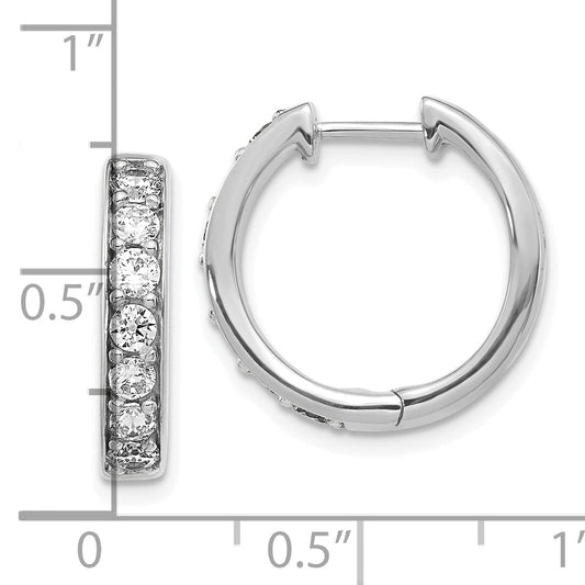 10K White Gold Diamond Hinged Hoop Earrings