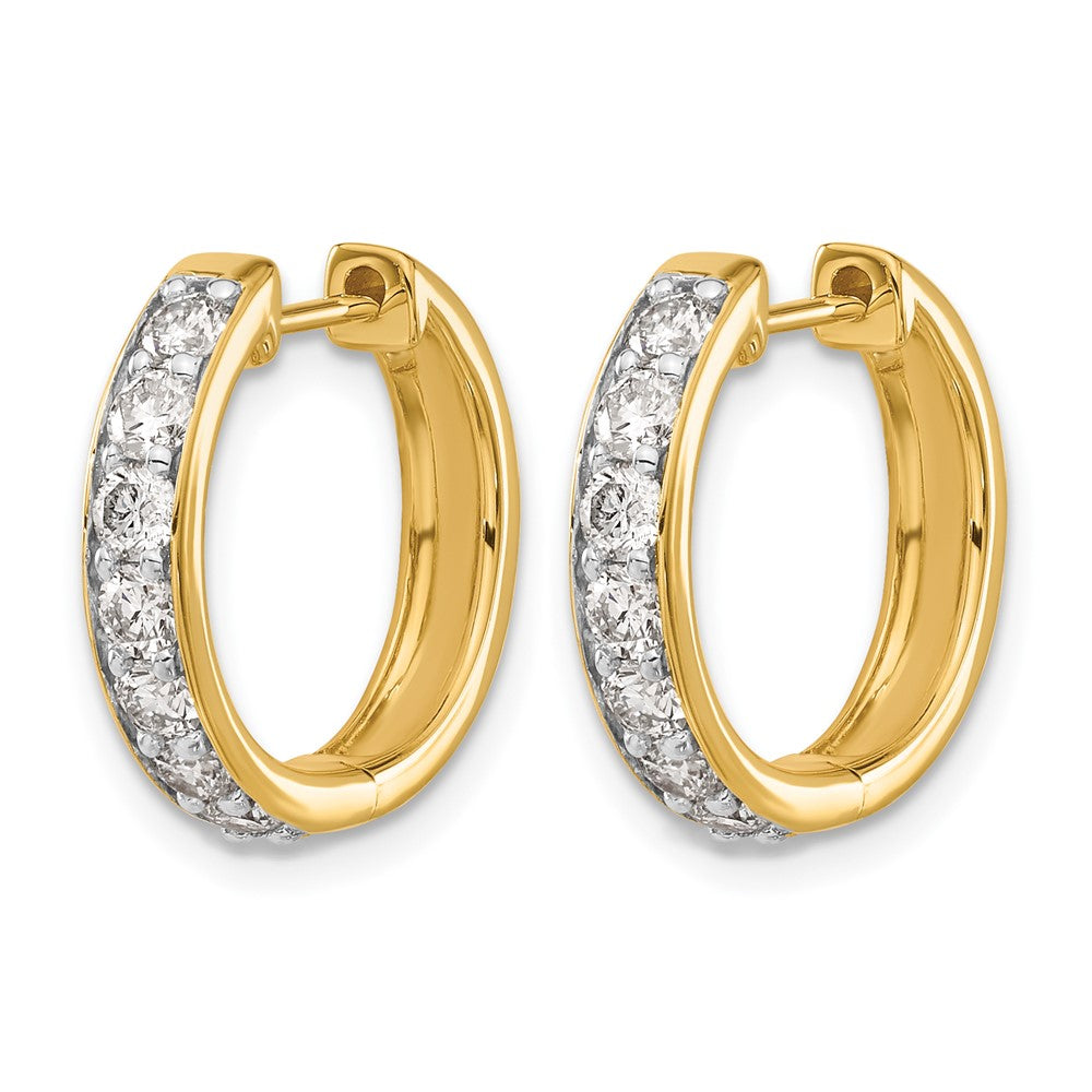 10K Yellow Gold Diamond Hinged Hoop Earrings