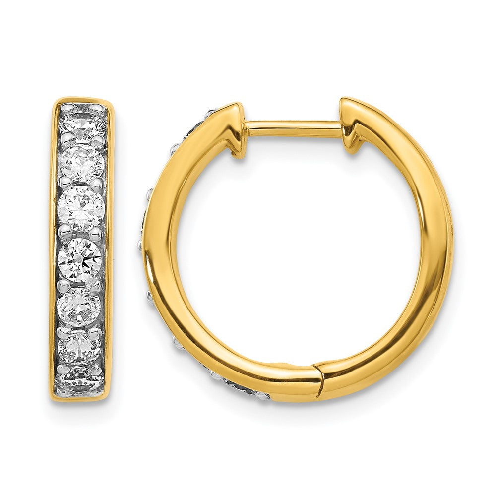 10K Yellow Gold Diamond Hinged Hoop Earrings