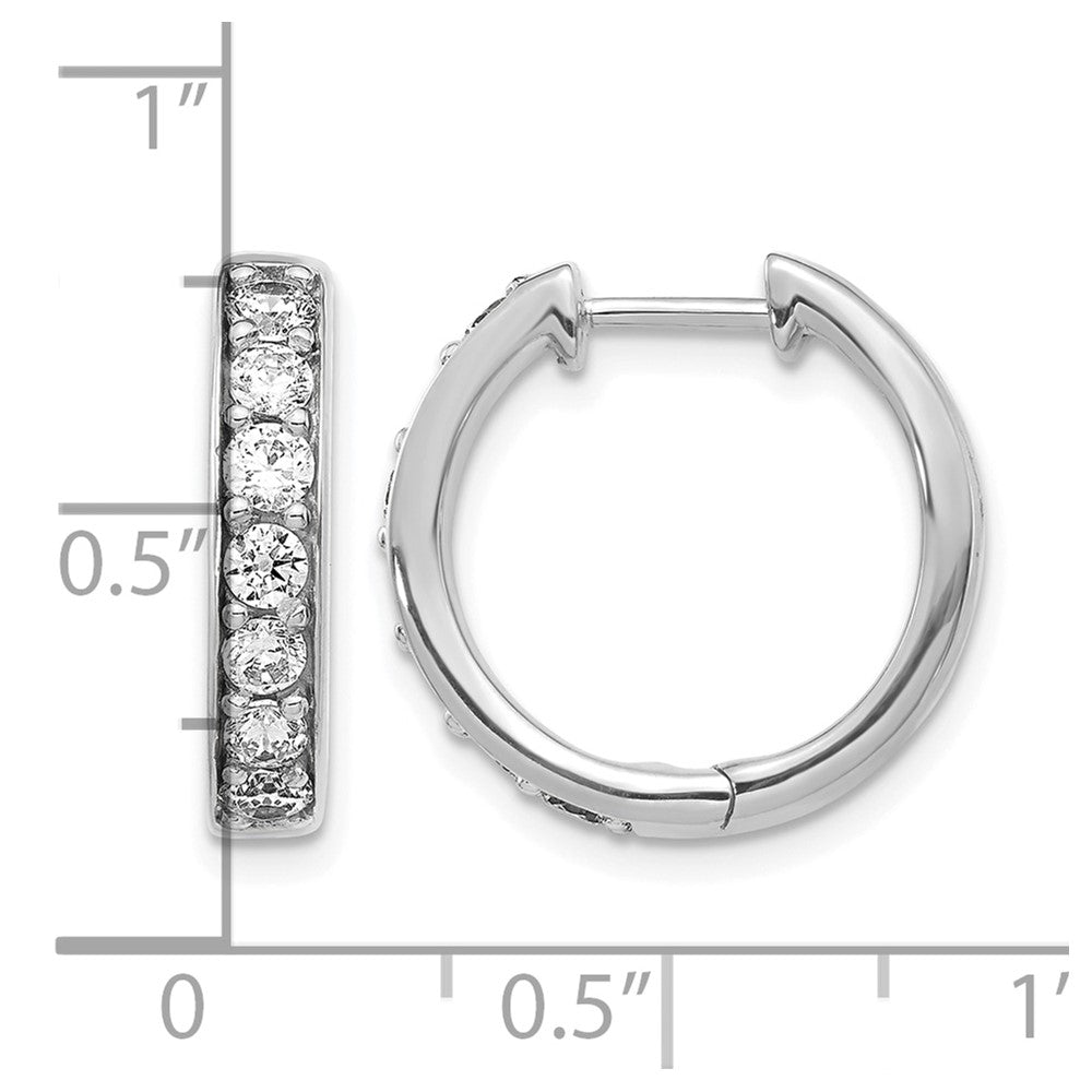 14k White Gold 1 Ct. Lab Grown Diamond VS/SI+ G+ Hinged Hoop Earrings