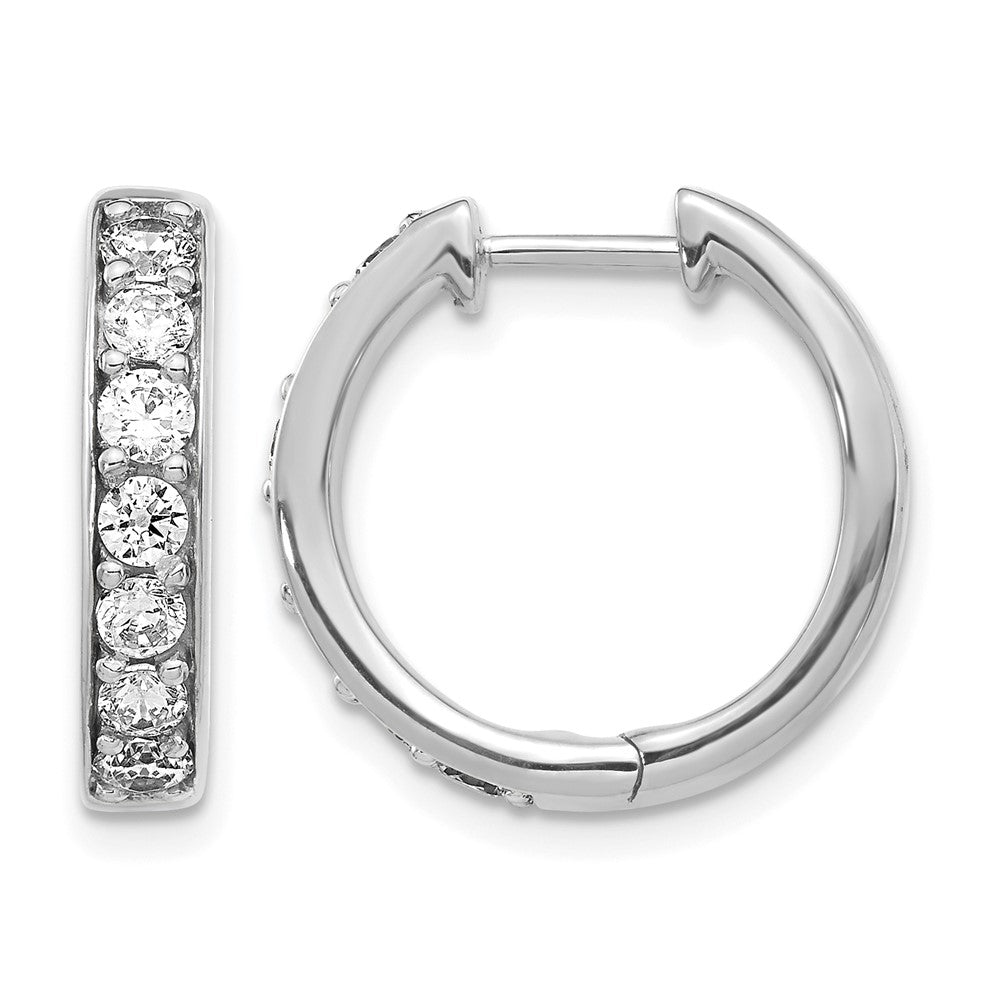 14k White Gold 1 Ct. Lab Grown Diamond VS/SI+ G+ Hinged Hoop Earrings