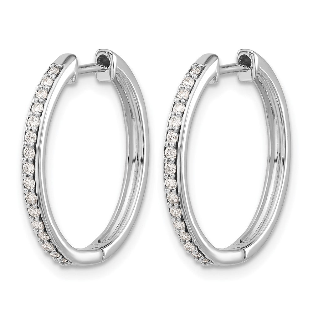 10K White Gold Diamond Hinged Hoop Earrings