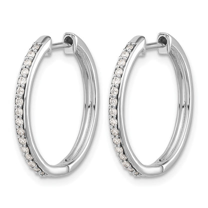 10K White Gold Diamond Hinged Hoop Earrings