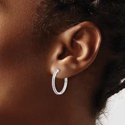 10K White Gold Diamond Hinged Hoop Earrings