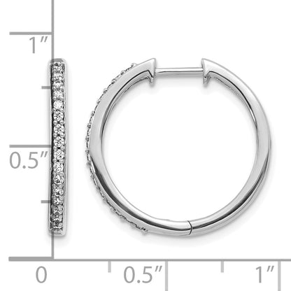 10K White Gold Diamond Hinged Hoop Earrings