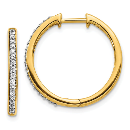 10K Yellow Gold Diamond Hinged Hoop Earrings