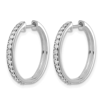 10K White Gold Diamond Hinged Hoop Earrings