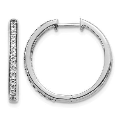 10K White Gold Diamond Hinged Hoop Earrings