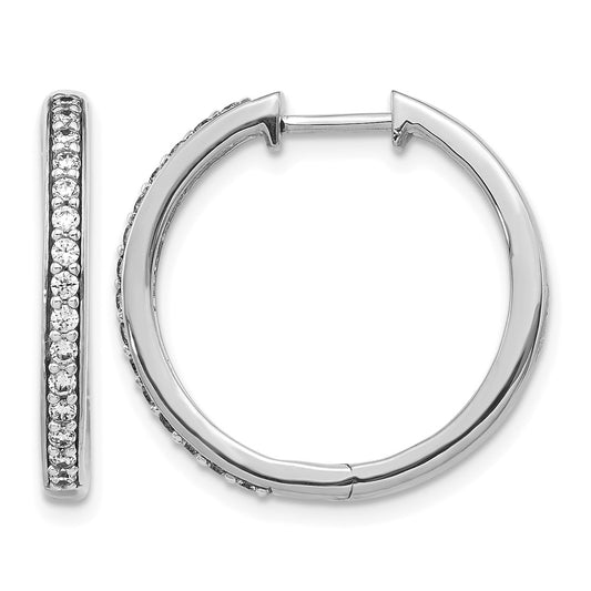 10K White Gold Diamond Hinged Hoop Earrings