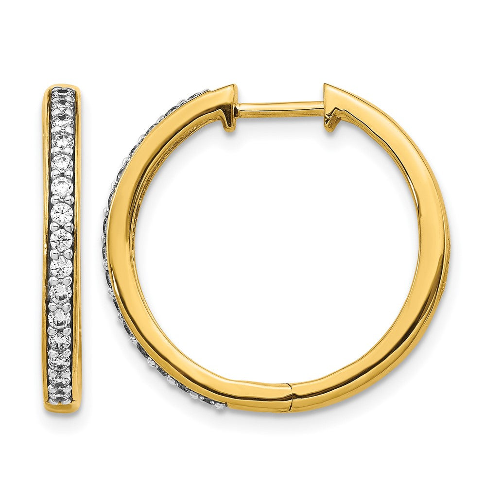 10K Yellow Gold Diamond Hinged Hoop Earrings