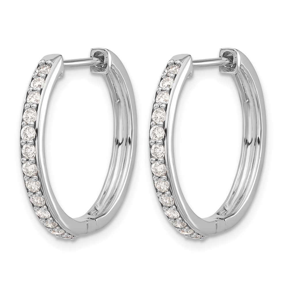 10K White Gold Diamond Hinged Hoop Earrings