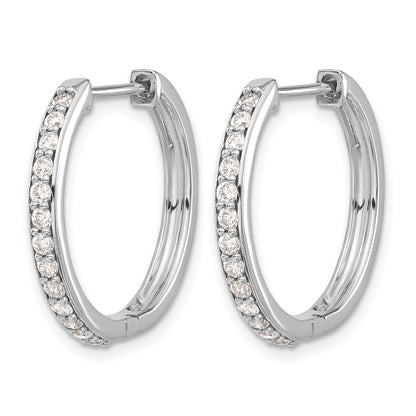 10K White Gold Diamond Hinged Hoop Earrings