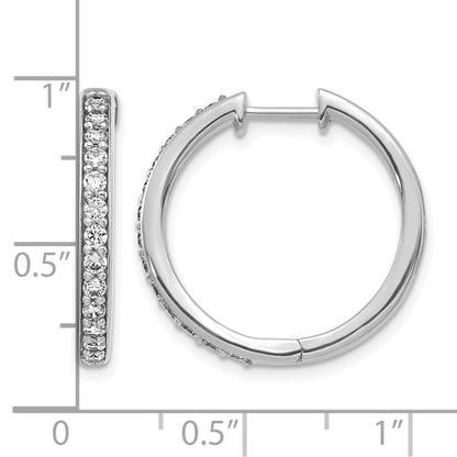 10K White Gold Diamond Hinged Hoop Earrings