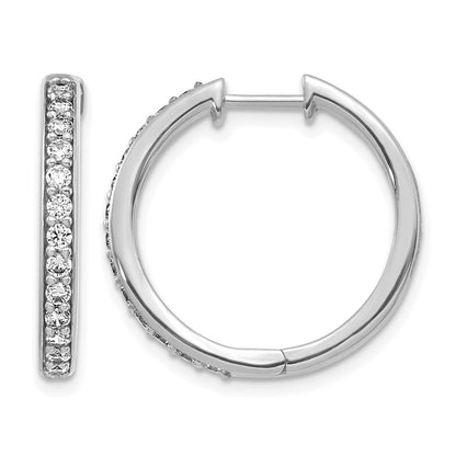 10K White Gold Diamond Hinged Hoop Earrings
