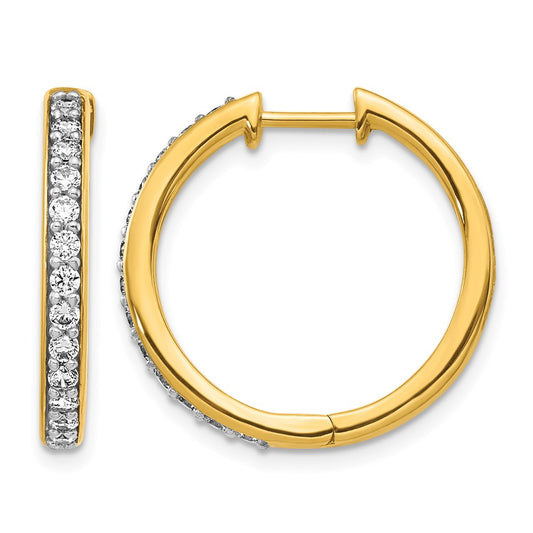 10K Yellow Gold Diamond Hinged Hoop Earrings