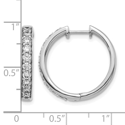 10K White Gold Diamond Hinged Hoop Earrings