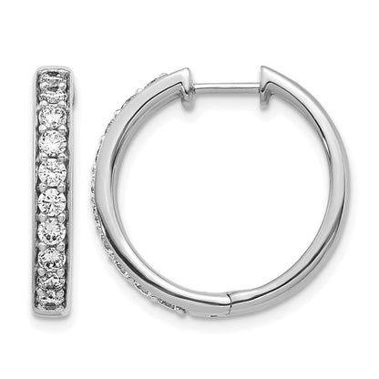 10K White Gold Diamond Hinged Hoop Earrings