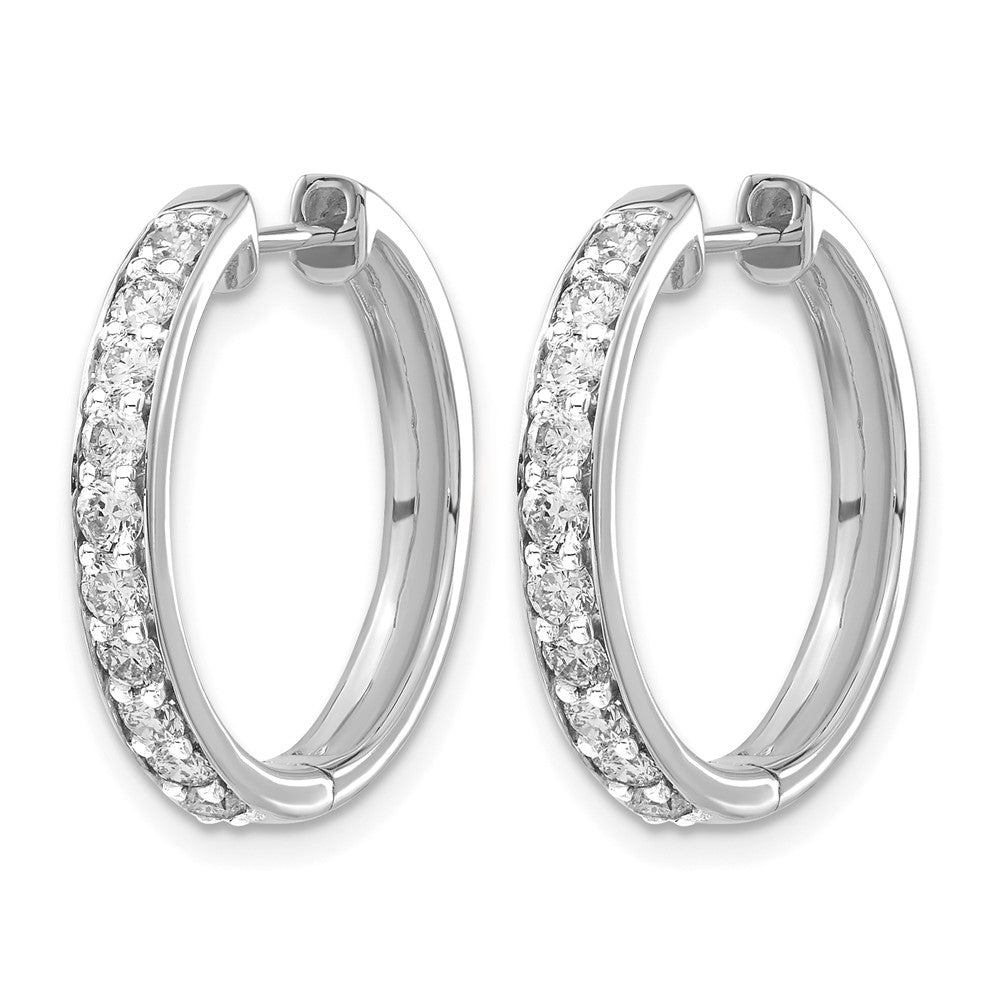 14k White Gold 1 Ct. Lab Grown Diamond VS/SI+ G+ Hinged Hoop Earrings