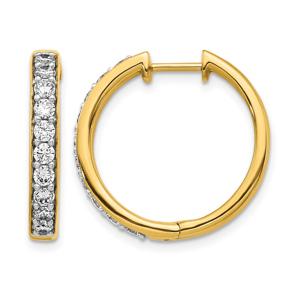 14k Yellow Gold 1 Ct. Lab Grown Diamond VS/SI+ G+ Hinged Hoop Earrings