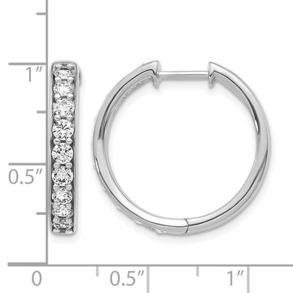 10K White Gold Diamond Hinged Hoop Earrings
