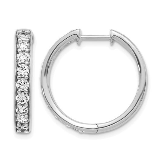 10K White Gold Diamond Hinged Hoop Earrings