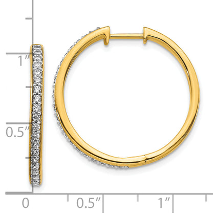10K Yellow Gold Diamond Hinged Hoop Earrings