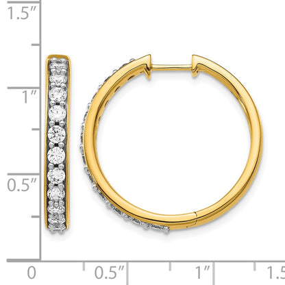 14k Yellow Gold 1 1/2 Ct. Lab Grown Diamond VS/SI+ G+ Hinged Hoop Earrings
